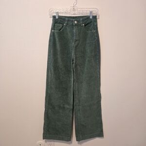 Green Wide Leg Corduroy Pants